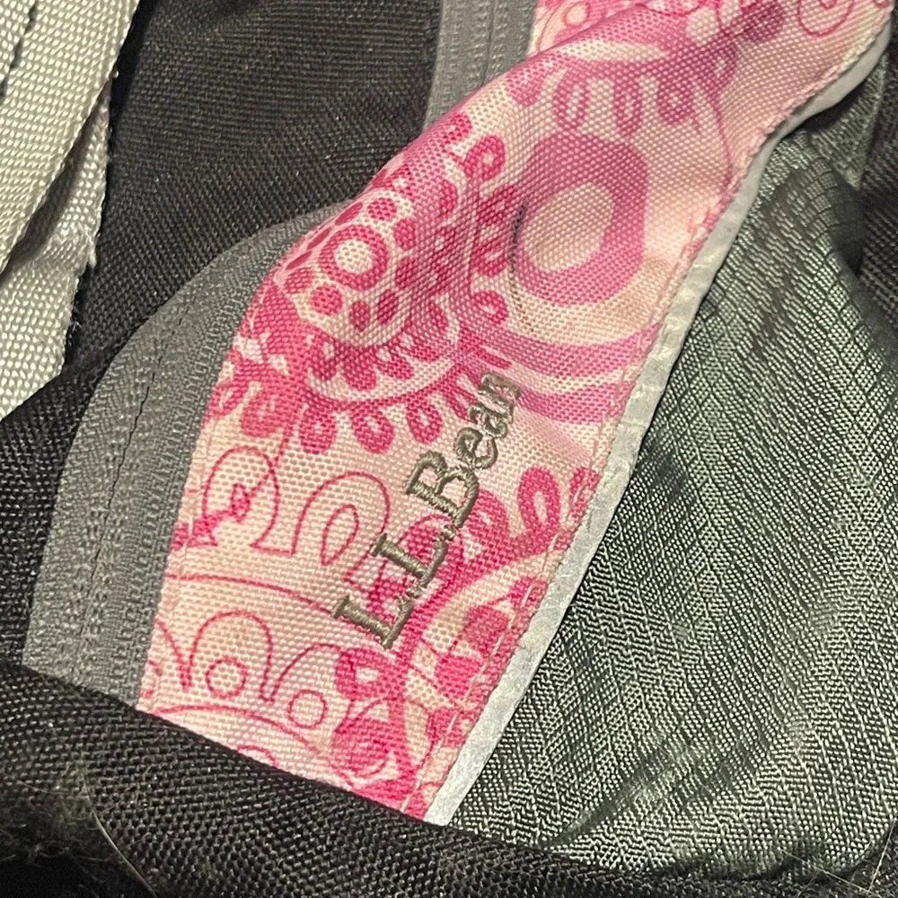 L.L. Bean Black and Pink Patterned Backpack